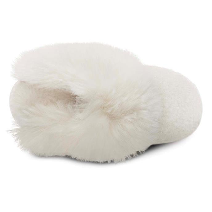 totes toasties® Ladies Textured Sparkle Faux Fur Mule Slippers Cream Extra Image 5